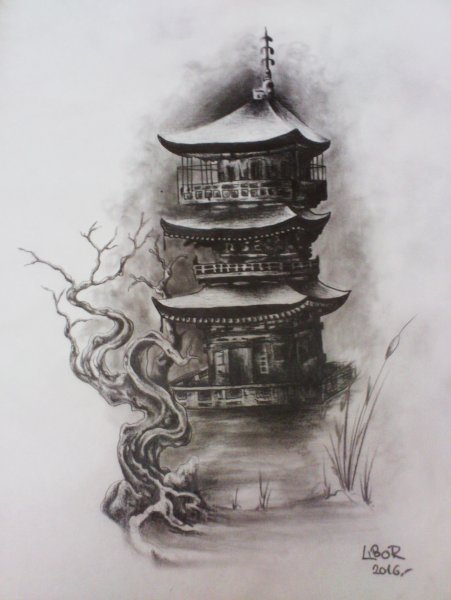 Японский домик эскиз