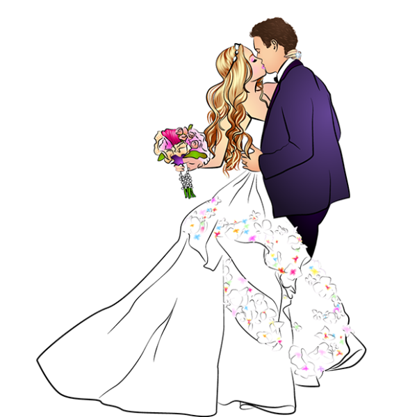 Жених и невеста на белом фоне