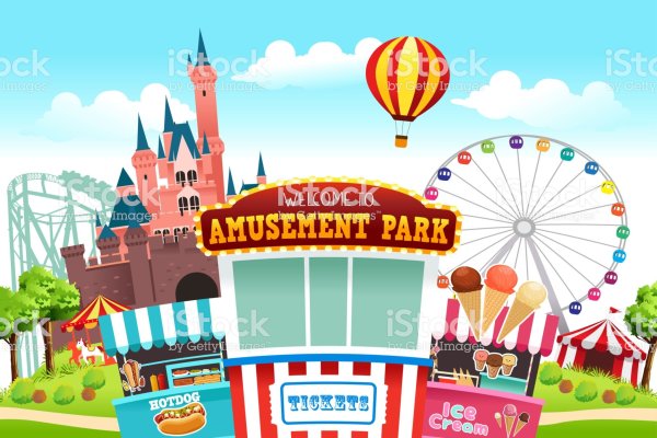 Парк аттракционов арт рисованный