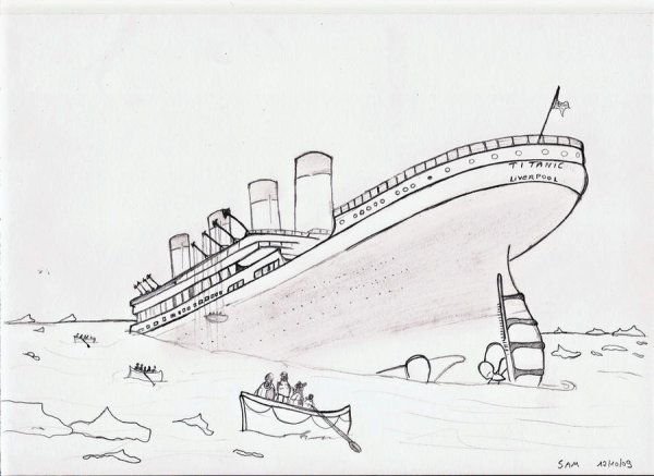 Титаник рисунок карандашом