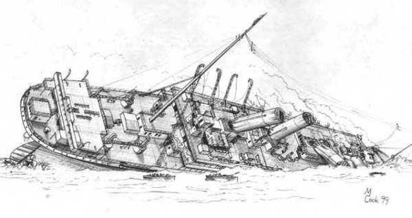 Раскраска тонущий корабль