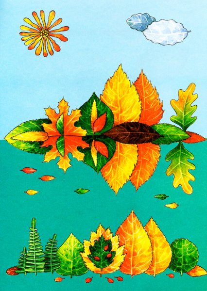 Аппликация из листьев