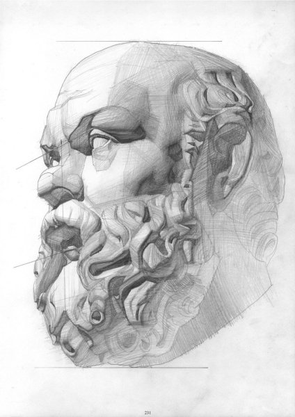 Академический рисунок гипсовой головы Сократа