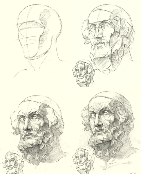 Гипсовая голова Гомера построение