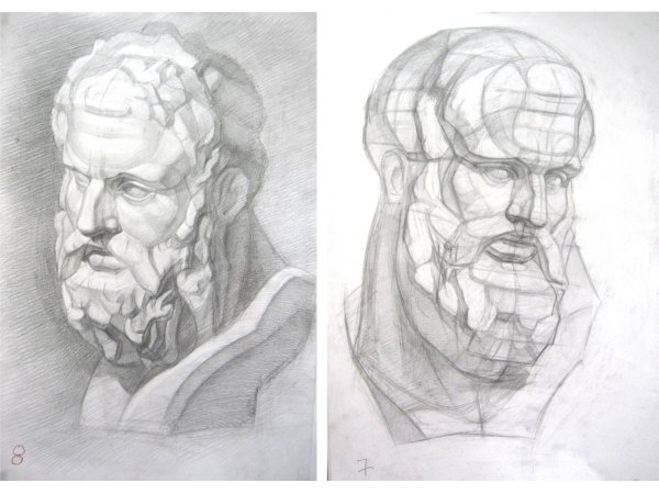 Обрубовка гипсовой головы Геракла