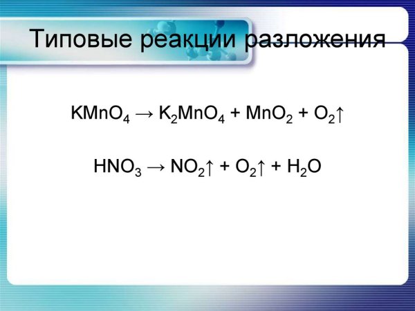 Типы химических реакций соединения разложения замещения обмена