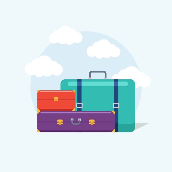 Чемодан сбоку вектор