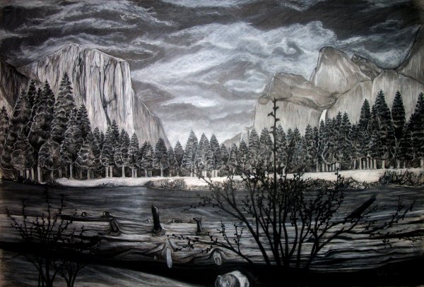 Пейзаж углем