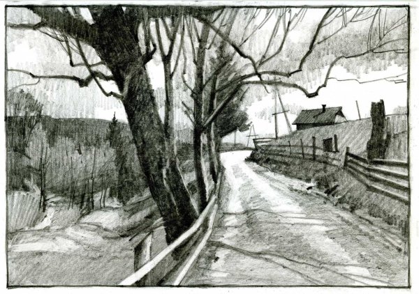 Анастасия Ярошевич пейзаж в карандаше