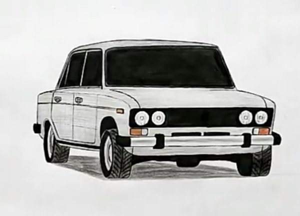 ВАЗ 2106 спереди карандашом