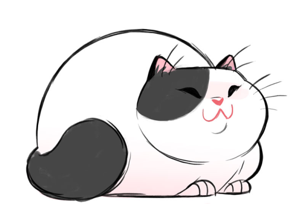 Котик контурный рисунок