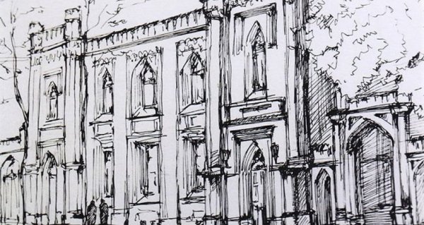 Архитектурный пейзаж карандашом