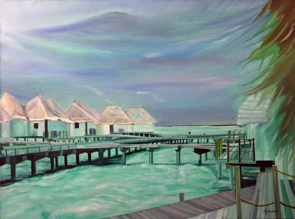 Пейзаж живопись Мальдив