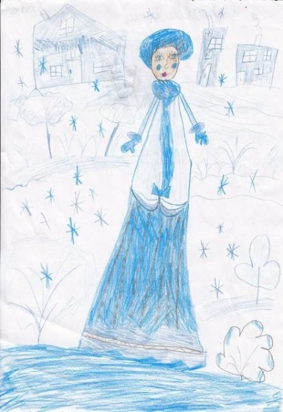 Детский рисунок Снегурочки