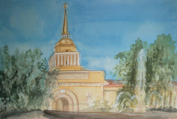 Здание Адмиралтейства в Петербурге рисунок