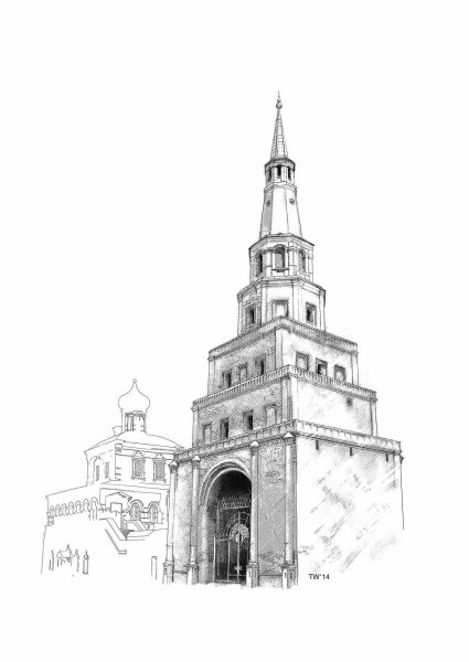 Башня Сююмбике Казань рисунок