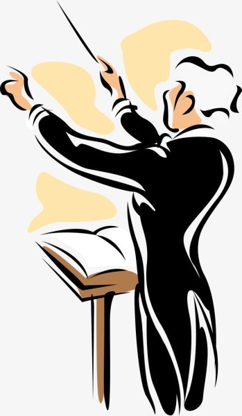 Дирижер на белом фоне