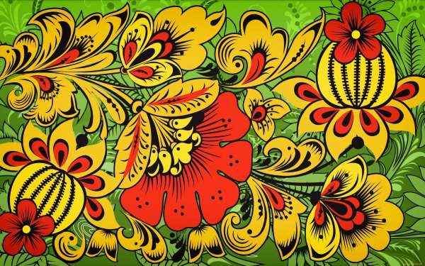 Элементы и мотивы хохломской росписи