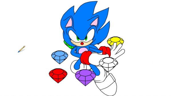 Соник раскраска цветная