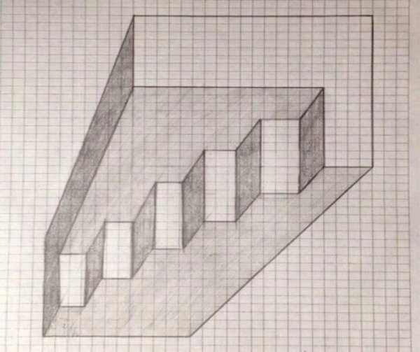 Рисование объемных фигур по клеточкам