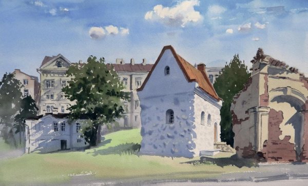 Выборг замок акварель