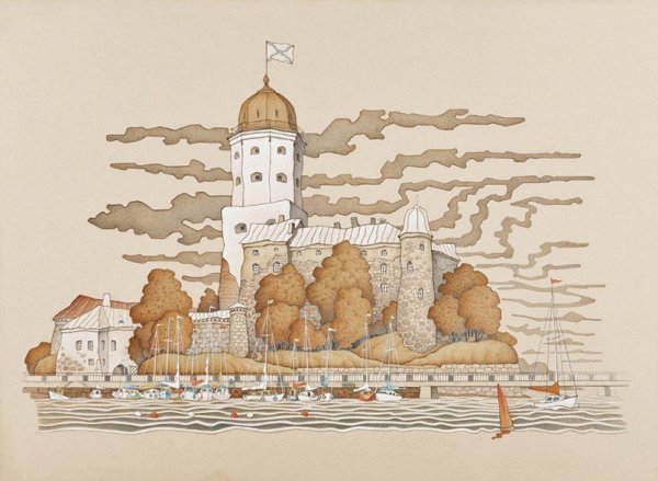 Рынок Выборг рисунок