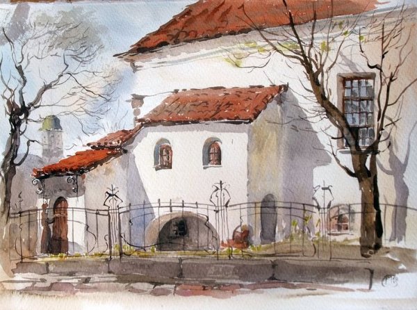 Рисование часовой башни Выборг