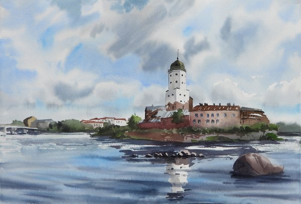 Выборгский замок Выборг рисунок