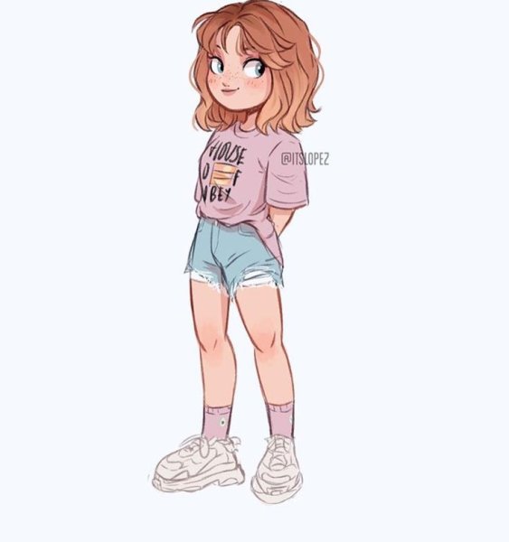 Девушка в полный рост мультяшном стиле