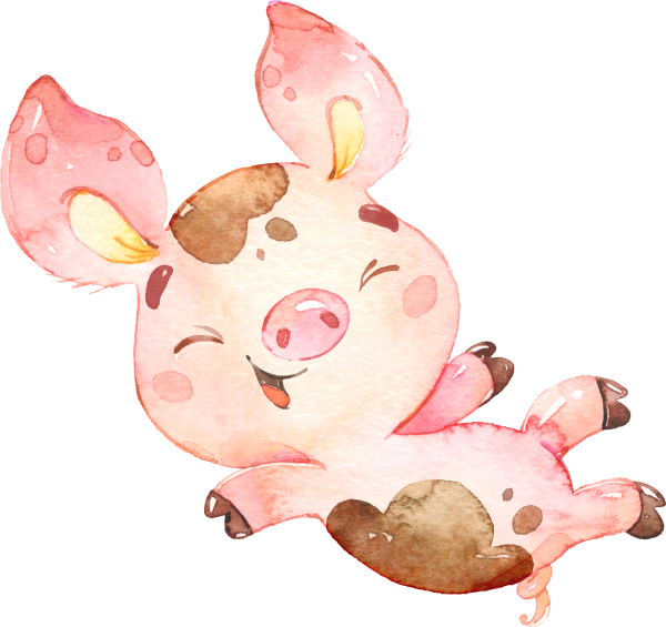 Хрюшка акварель