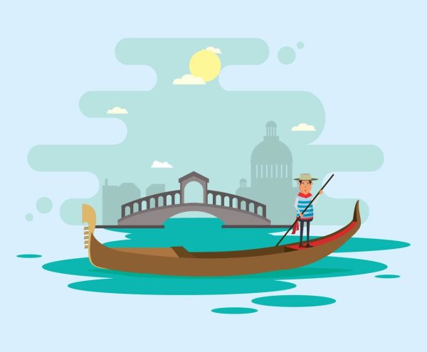 Венеция Италия гондола вектор