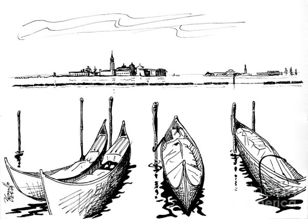 Чертеж гондолы Венеция