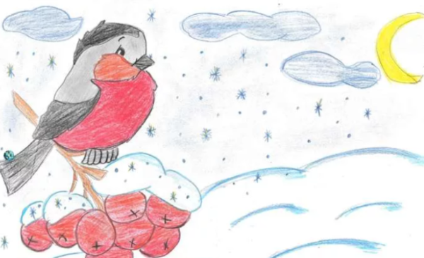 Рисунок к стихотворению Некрасова снежок