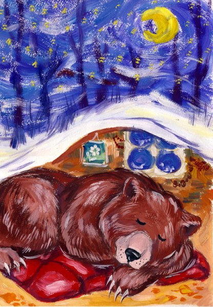 Медвежонок гуашью