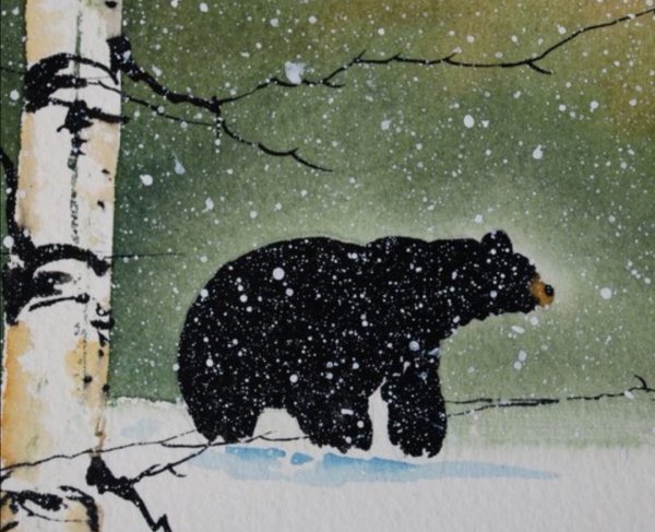 Медведь гуашью