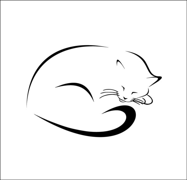 Силуэт спящей кошки