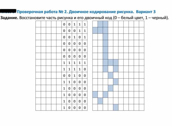Кодирование черно-белого изображения