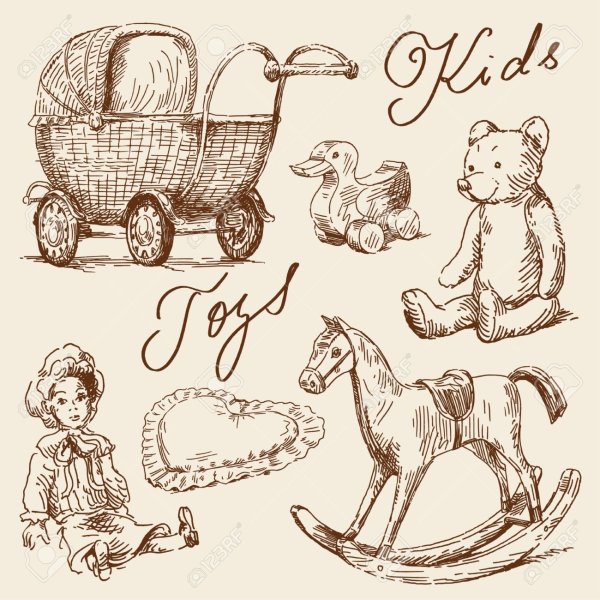 Винтажные игрушки рисунок