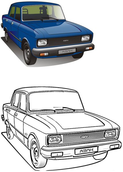 ВАЗ 2106 спереди карандашом