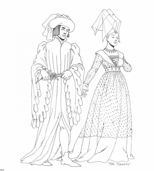 Раскраски средневековые Наряды