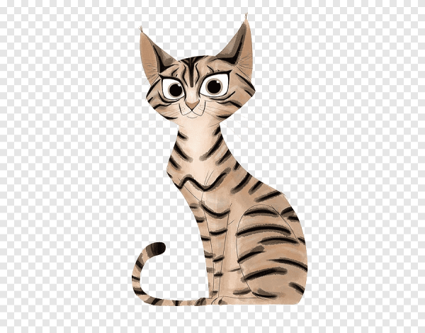 Полосатая кошка мультяшная