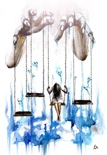 Человек управляет марионеткой арт