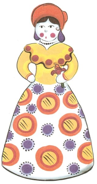 Дымковская роспись барышня