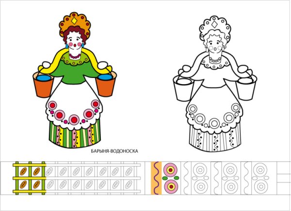 Водоноска Дымковская игрушка рисование