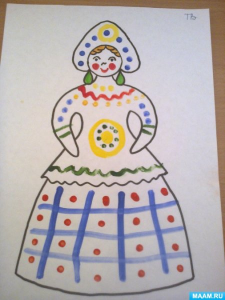 Дымковская игрушка Барыня раскраска