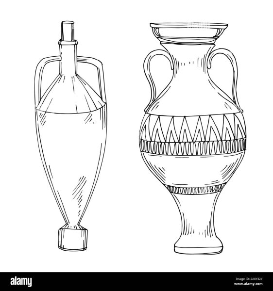 Амфора ваза древней Греции карандашом