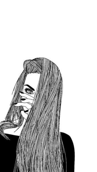 Девушка с распущенными волосами рисунок