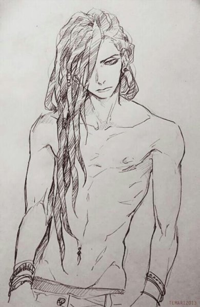 Скетчи парней с длинными волосами