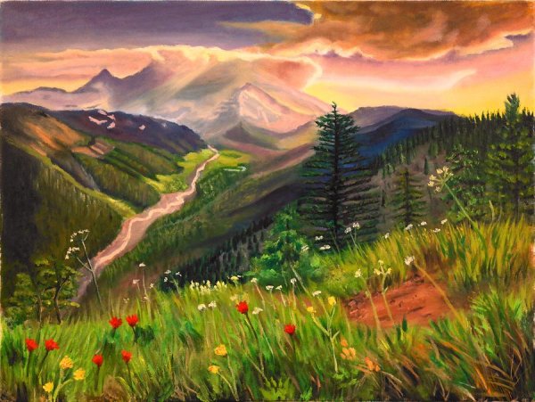 Горы с Долиной цветов живопись