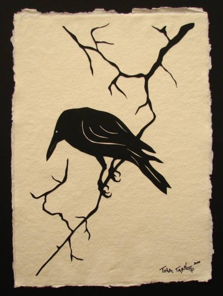 Ворон линогравюра